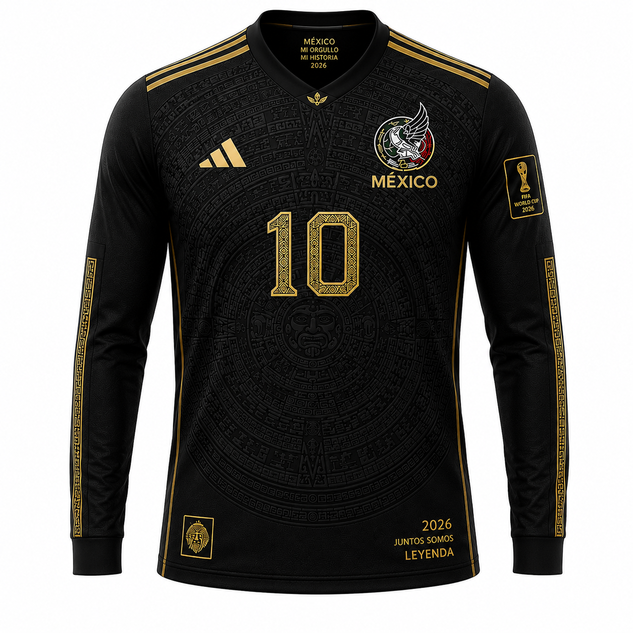 Jersey Unisex México Mundial Negro Manga Larga – Diseño Azteca Premium