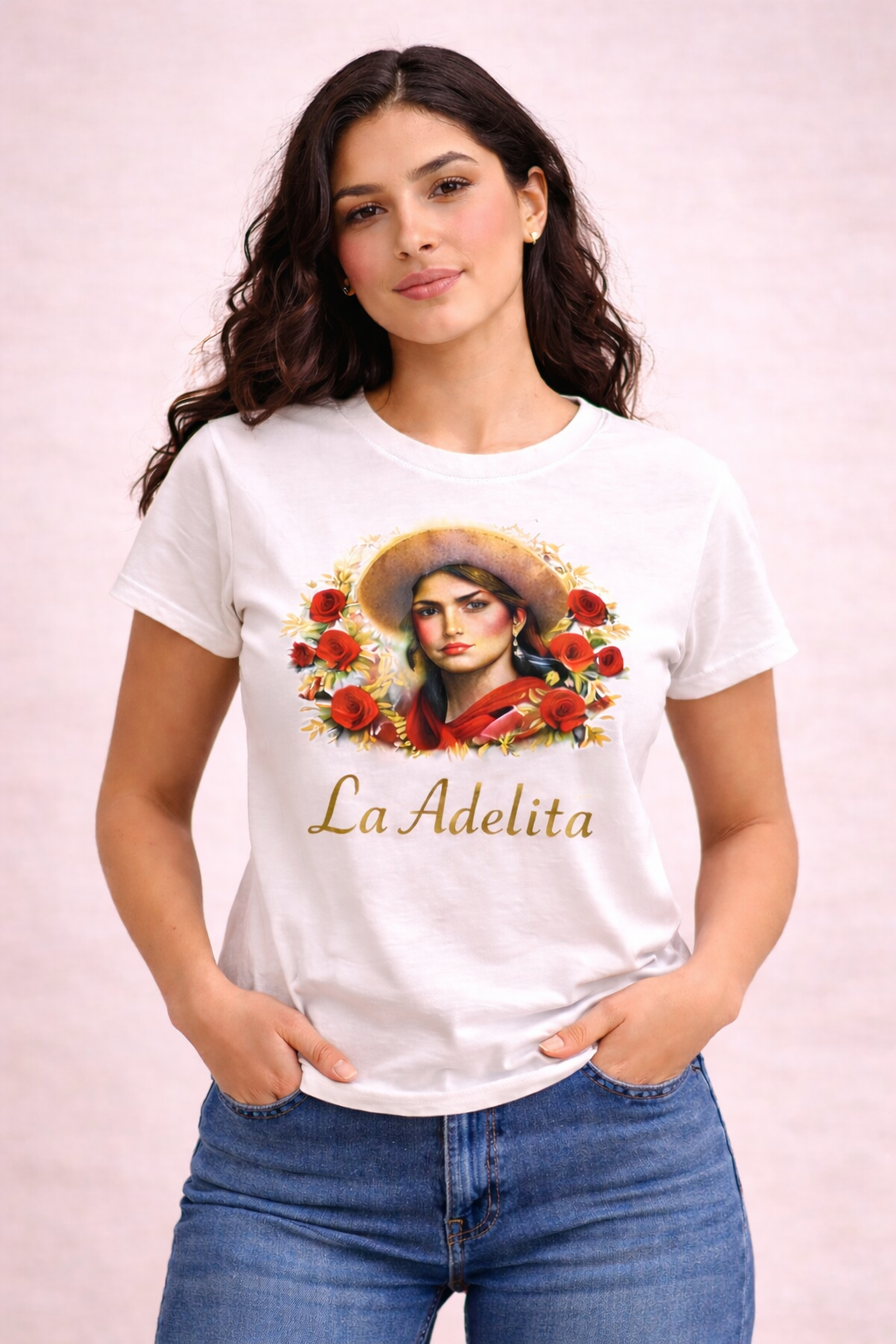 Playera blanca La Adelita
