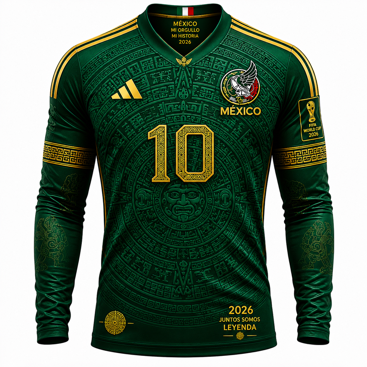 Jersey Unisex México Mundial Negro Manga Larga – Diseño Azteca Premium